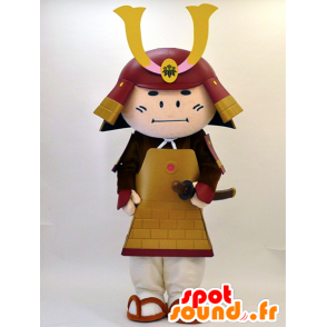 Samurai Maskot drží červená a zlatá - MASFR28334 - Yuru-Chara japonské Maskoti