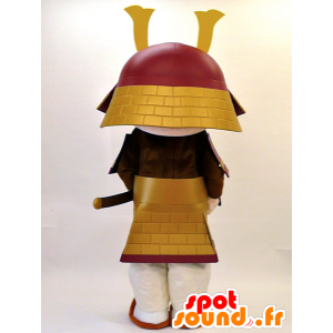 Samurai maskot i rødt og guld outfit - Spotsound maskot kostume