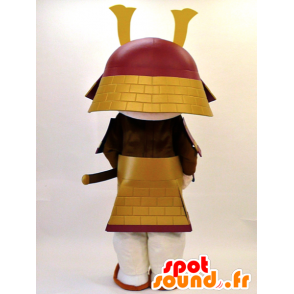 Samurai maskot i röd och gulddräkt - Spotsound maskot