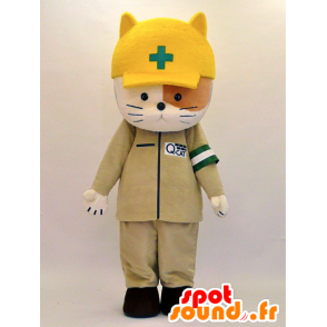 Mascotte gatto soccorritore, marrone e bianco - MASFR28335 - Yuru-Chara mascotte giapponese