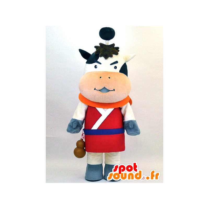 Mascotte de vache en tenue de samouraï - MASFR28338 - Mascottes Yuru-Chara Japonaises