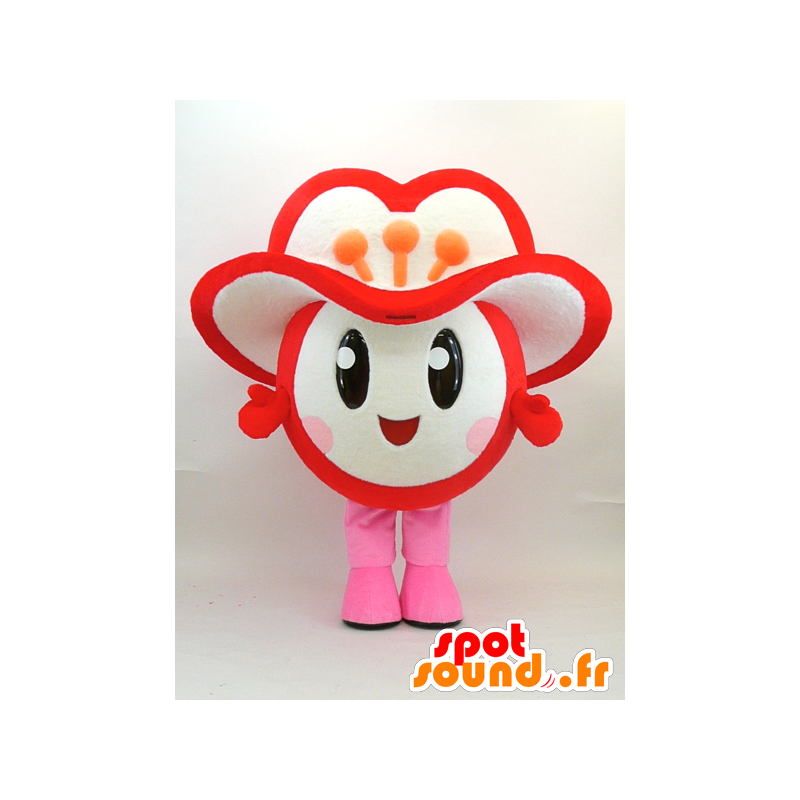 Round and cute snowman mascot with a large flowered hat - MASFR28339 - Yuru-Chara Japanese mascots