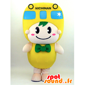 Nichinan mascotte. Pupazzo di neve mascotte con un autobus giallo - MASFR28342 - Yuru-Chara mascotte giapponese