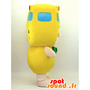 Mascot Nichinan. Mascota del muñeco de nieve con un autobús amarillo - MASFR28342 - Yuru-Chara mascotas japonesas