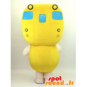 Mascot Nichinan. Mascota del muñeco de nieve con un autobús amarillo - MASFR28342 - Yuru-Chara mascotas japonesas