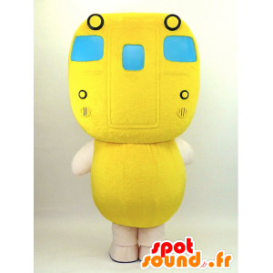 Nichinan maskot. Snögubbe maskot med en gul buss - Spotsound