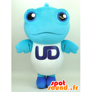 Yu-chan mascotte. blauwe en witte reusachtige vis mascotte - MASFR28343 - Yuru-Chara Japanse Mascottes