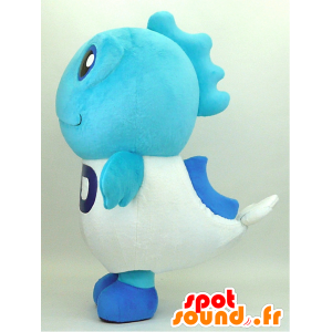 Yu-chan mascotte. blauwe en witte reusachtige vis mascotte - MASFR28343 - Yuru-Chara Japanse Mascottes