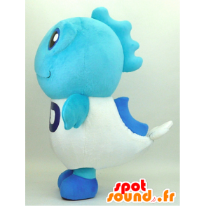 Mascote Yu-chan. mascote azul e branco gigante peixe - MASFR28343 - Yuru-Chara Mascotes japoneses
