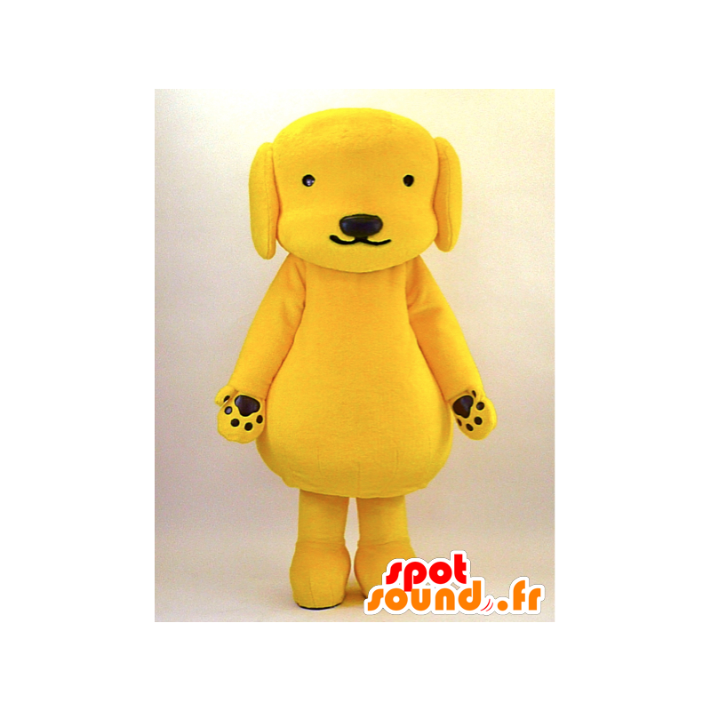 Kæmpe gul og sort hundemaskot - Spotsound maskot kostume