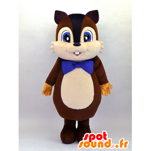 Mascotte d'écureuil marron et beige aux yeux bleus - MASFR28349 - Mascottes Yuru-Chara Japonaises