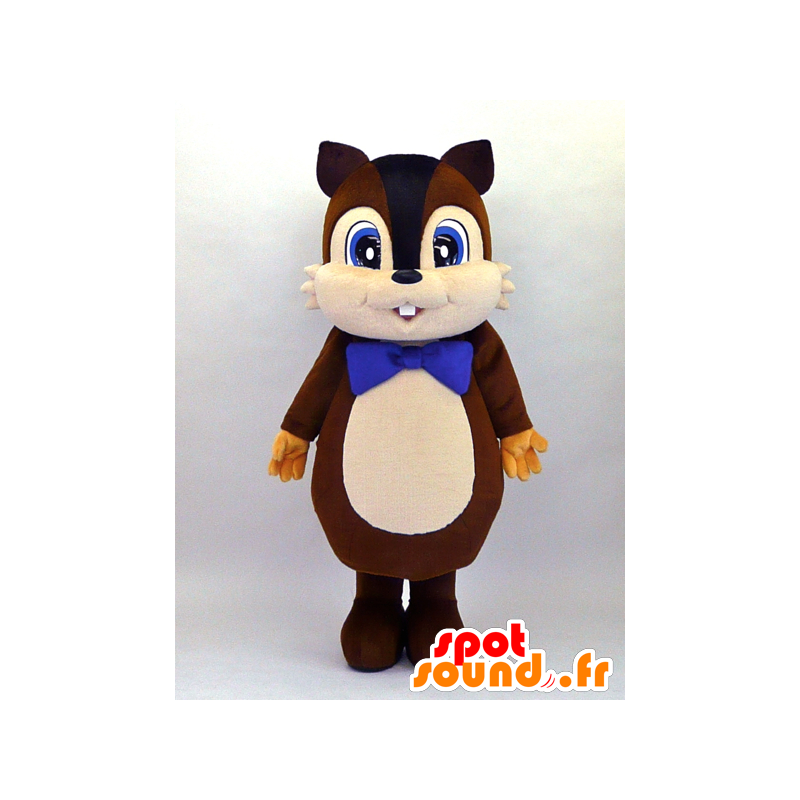 Mascotte d'écureuil marron et beige aux yeux bleus - MASFR28349 - Mascottes Yuru-Chara Japonaises