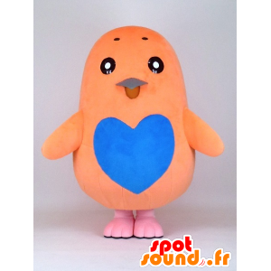 Koma-chan maskot. Orange og blå fuglemaskot - Spotsound maskot