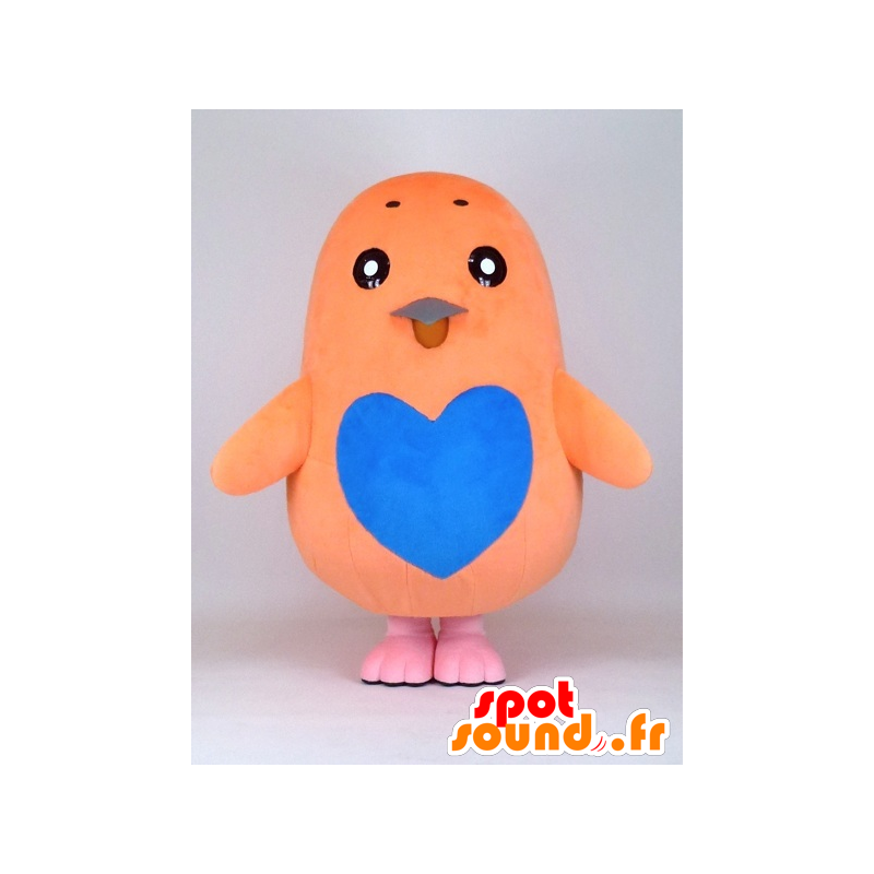 Koma-chan mascotte. Arancio e blu mascotte uccello - MASFR28350 - Yuru-Chara mascotte giapponese