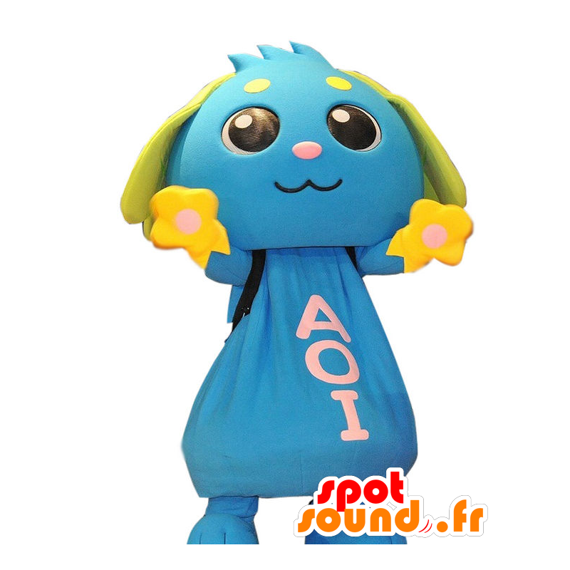 Aoi son maskot. Blå och grön kaninmaskot - Spotsound maskot