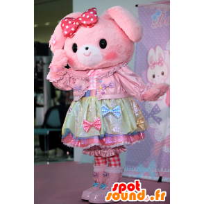 Pink bunny mascot with a pretty lace dress - MASFR28354 - Yuru-Chara Japanese mascots