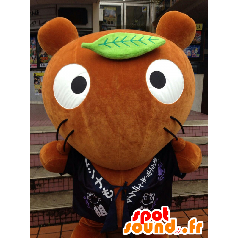 Mascotte de rat marron avec une grosse tête rigolote - MASFR28357 - Mascottes Yuru-Chara Japonaises