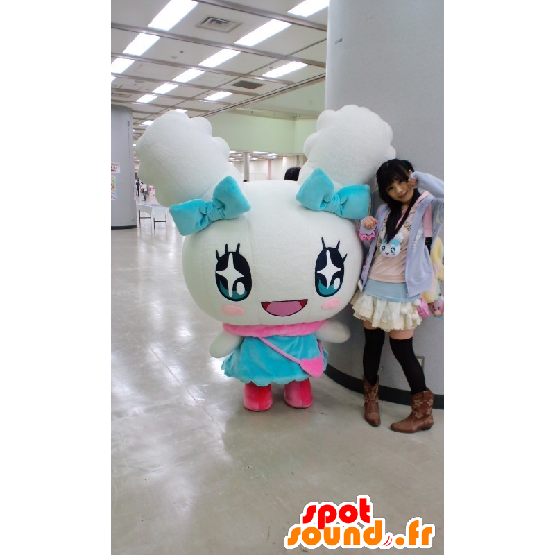Mascot Raburitchi. hvit og blå kanin maskot - MASFR28359 - Yuru-Chara japanske Mascots