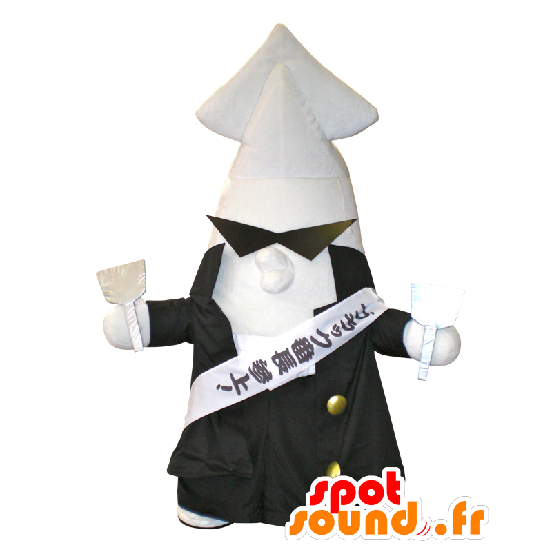 Black Banchou mascot. White giant squid mascot - MASFR28364 - Yuru-Chara Japanese mascots