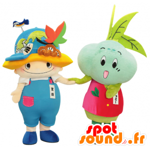 Mascots and Miyabo Chami. Two mascots, a child and a vegetable - MASFR28366 - Yuru-Chara Japanese mascots