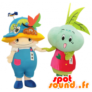 Mascotes Chami e Miyabo. 2 mascotes, uma criança e um vegetal - MASFR28366 - Yuru-Chara Mascotes japoneses