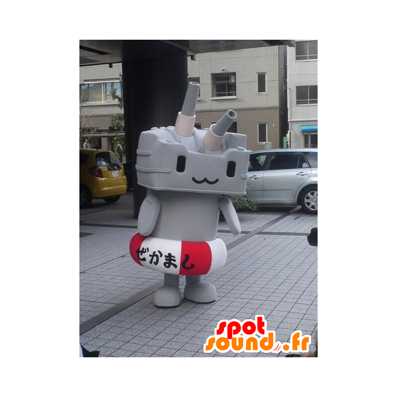 Mascot gris lanzador de misiles con una boya - MASFR28369 - Yuru-Chara mascotas japonesas