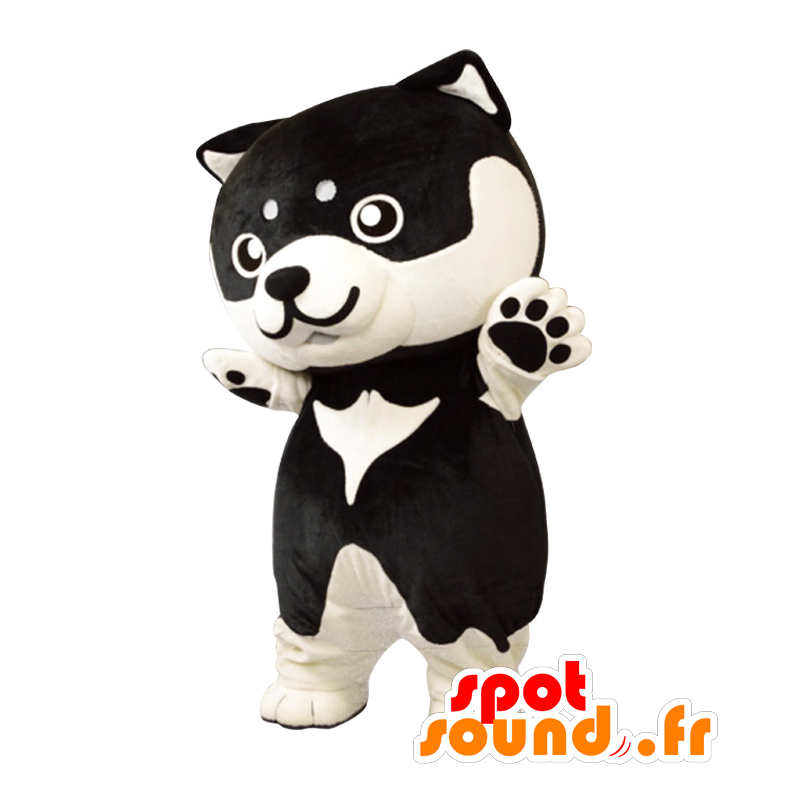 Shibakko maskot. Sort og hvid hundemaskot - Spotsound maskot