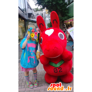 Mascot kont rood, groen en wit reus - MASFR28372 - Yuru-Chara Japanse Mascottes