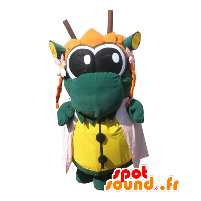 Ryuo-chan mascot. Green and yellow dragon mascot, giant - MASFR28375 - Yuru-Chara Japanese mascots