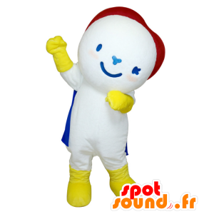 Bianco orsacchiotto mascotte, rosso, giallo e blu - MASFR28377 - Yuru-Chara mascotte giapponese