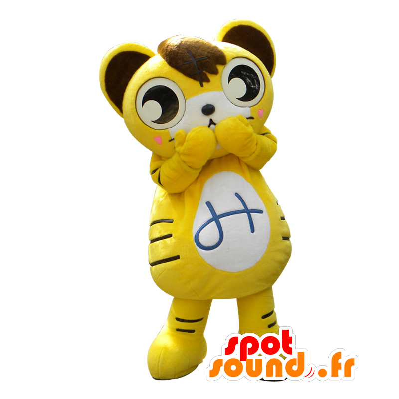 Mascot Mikawa. Yellow and white cat mascot - MASFR28380 - Yuru-Chara Japanese mascots