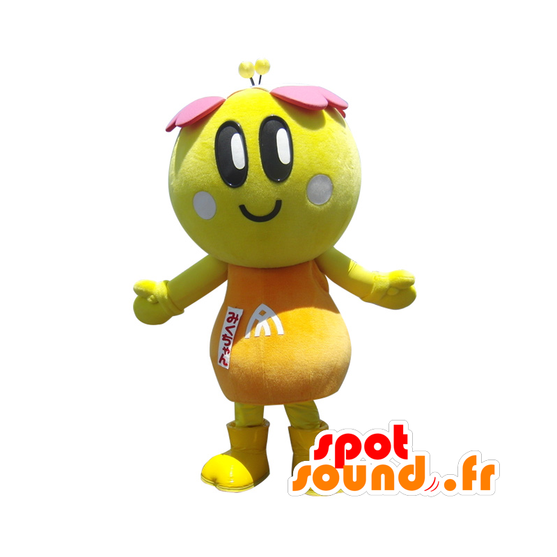 Miku-chan mascot. Yellow flower mascot, orange and pink - MASFR28381 - Yuru-Chara Japanese mascots