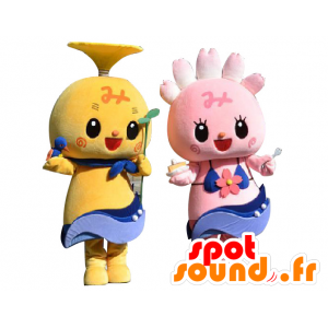 Mascots Mishimaru Kun und Maruko Chan. Bunte Maskottchen - MASFR28382 - Yuru-Chara japanischen Maskottchen