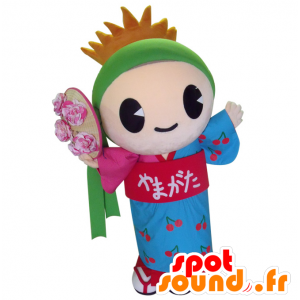Beni-chan mascotte. Donna asiatica che tiene Mascot - MASFR28384 - Yuru-Chara mascotte giapponese