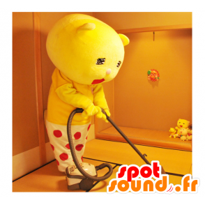 Mascotte de Nyaozane. Mascotte de nounours jaune géant - MASFR28386 - Mascottes Yuru-Chara Japonaises