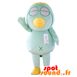 Verde mascotte e uccello giallo con gli occhi chiusi - MASFR28387 - Yuru-Chara mascotte giapponese
