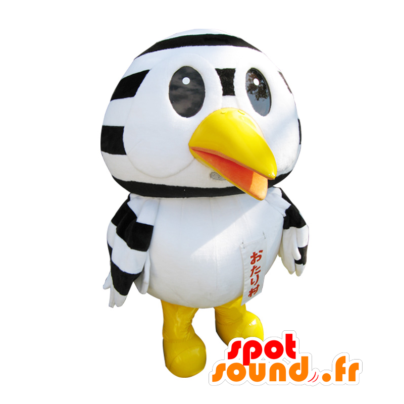 Mascotte de Otari-mura kun. Mascotte d'oiseau blanc et noir - MASFR28391 - Mascottes Yuru-Chara Japonaises