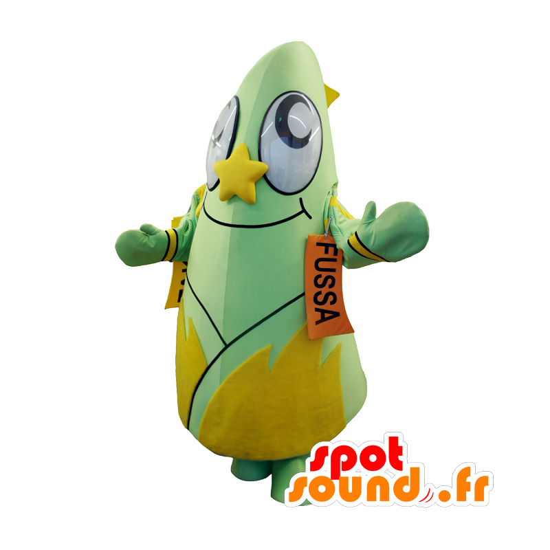 Mascot Fussa Tanabata. vihreä ja keltainen lumiukko maskotti - MASFR28392 - Mascottes Yuru-Chara Japonaises