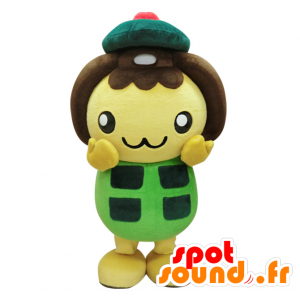 Mascot Nina. gul mann maskot og brun - MASFR28393 - Yuru-Chara japanske Mascots
