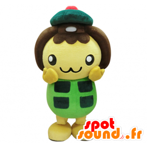 Mascotte de Nina. Mascotte de bonhomme jaune et marron - MASFR28393 - Mascottes Yuru-Chara Japonaises