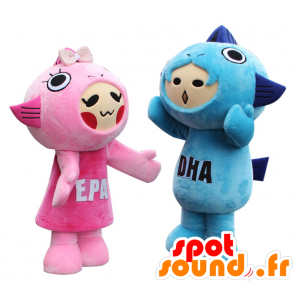 Mascots and Sake Salmon Taro-ko. 2 mascots fish - MASFR28395 - Yuru-Chara Japanese mascots