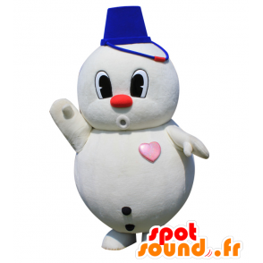 Blanco Muñeco de nieve de la mascota con un cubo azul - MASFR28397 - Yuru-Chara mascotas japonesas