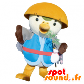 Mascotte große bunte Vogel mit einer Schüssel auf dem Kopf - MASFR28399 - Yuru-Chara japanischen Maskottchen