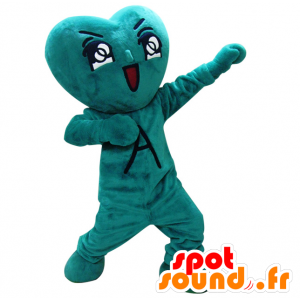 Mascot Aoikun. sydän jättiläinen vihreästä robotista - MASFR28401 - Mascottes Yuru-Chara Japonaises
