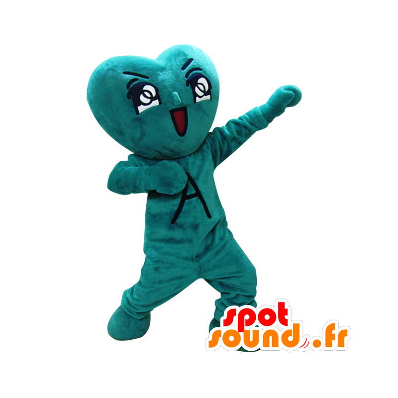 Aoikun mascot. Heart giant green mascot - MASFR28401 - Yuru-Chara Japanese mascots