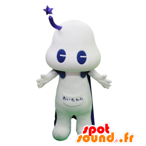Maskottchen futuristischen weißen Mann mit einem purpurroten Umhang - MASFR28402 - Yuru-Chara japanischen Maskottchen