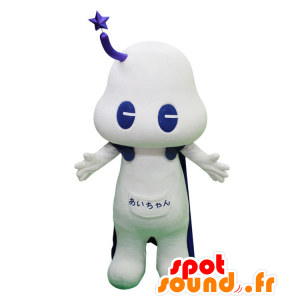 Maskotti futuristinen valkoinen mies violetti viitta - MASFR28402 - Mascottes Yuru-Chara Japonaises