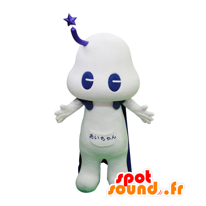 Mascot futuristic white man with a purple cape - MASFR28402 - Yuru-Chara Japanese mascots