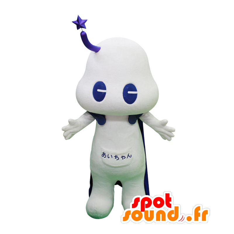 Mascot hombre blanco futurista con una capa púrpura - MASFR28402 - Yuru-Chara mascotas japonesas
