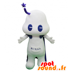 Mascot hombre blanco futurista con una capa púrpura - MASFR28402 - Yuru-Chara mascotas japonesas